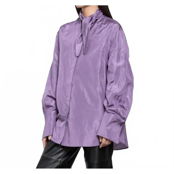 NEW VALENTINO taffeta oversize shirt in purple - Picture 1 of 5